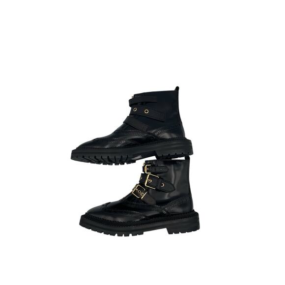 Burberry English Icons Everdon Brogue Black Ankle Boots Size 37.5 US 7.5 - Picture 6 of 11